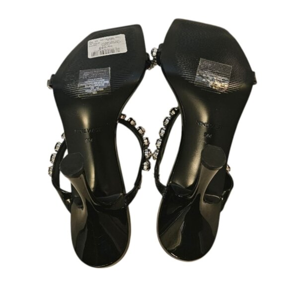 Black Nine West Women's Glass Stone Heel Sandals - Picture 7 of 10